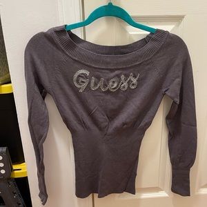 Guess grey off the shoulder sweater shirt! Size small